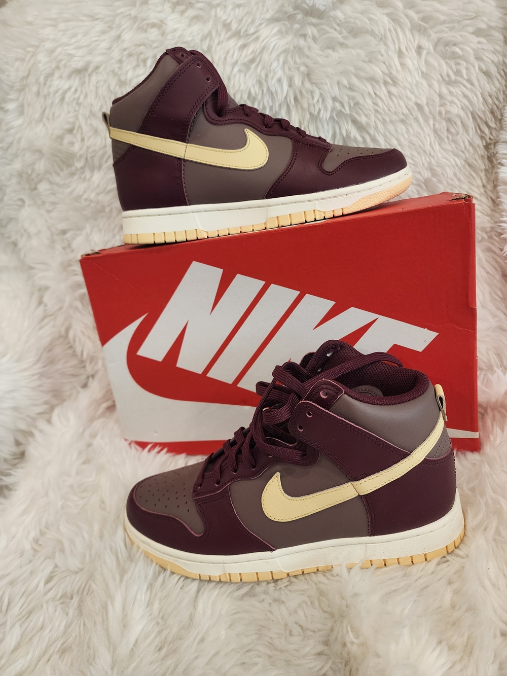 Nike Men’s High-Top Sneakers in Burgundy and Cream